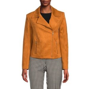 Tommy Hilfiger Faux Suede Biker/Moto Jacket long sleeve New With Tags